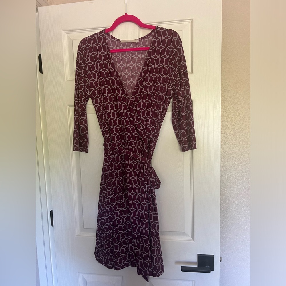 Faux wrap knee length dress